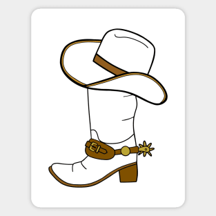 WHITE Cowboy Boot And Hat Sticker